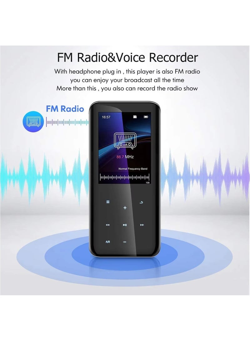 ليسو مشغل MP3 بسعة 32 جيجابايت مع بلوتوث 5.0 - جهاز موسيقي رقمي محمول بدون فقدان للصوت MP3 MP4 للأطفال مع راديو FM وسماعة HD للرياضة والجري، إطار مصنوع من الزجاج الأكريليكي المزدوج الجوانب 2.5D. - Image 2